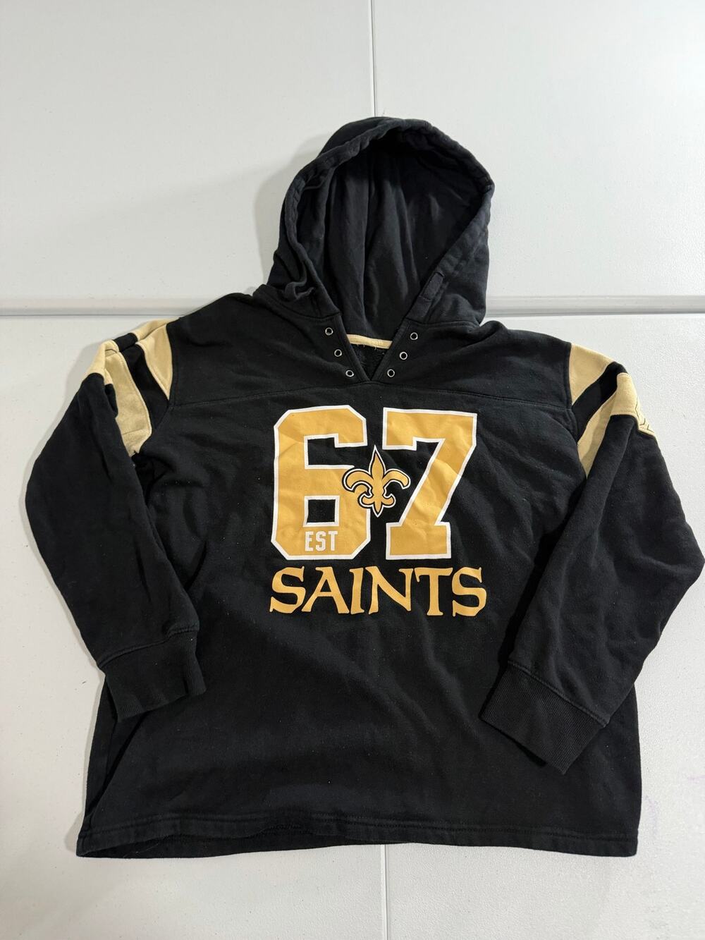 New Orleans Saints Hoodie Black Gold “67 Est” Pullover Sweatshirt NFL